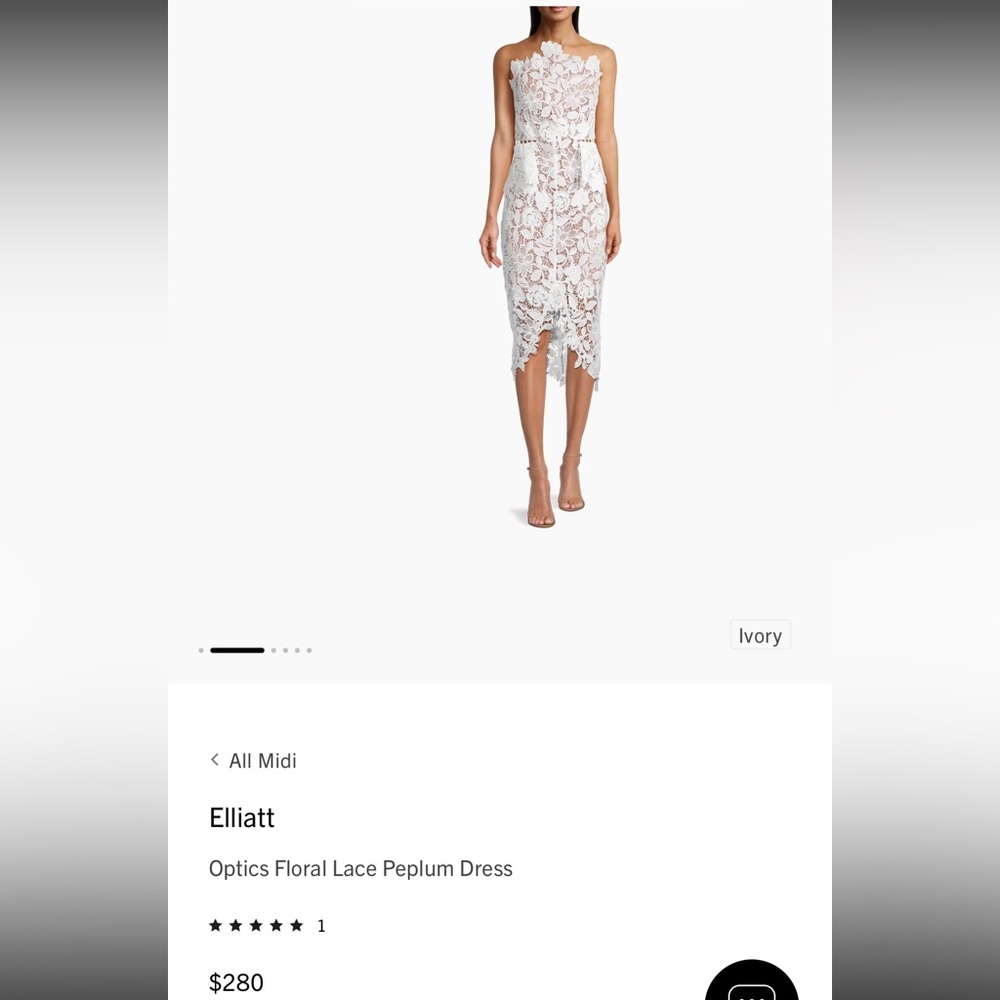 ELLIATT Optics Floral Lace Peplum Dress size Medium (Orig $280)